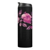 Bouteilles Isothermes Fleurs de cerisier rose 3D Nom noir Monogramme (Tourné sur la droite)