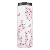 Bouteilles Isothermes Fleurs de cerisier rose blanc Nom Monogramme  (Dos)