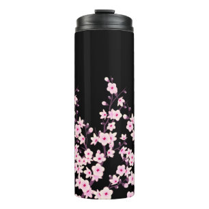 Bouteilles Isothermes Fleurs de cerisier rose noir floral