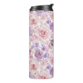 Bouteilles Isothermes Fleurs de cœurs de teint rose violet (Tourné sur la gauche)