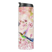 Bouteilles Isothermes Fleurs de colibris Parties scintillant rose (Tourné sur la droite)