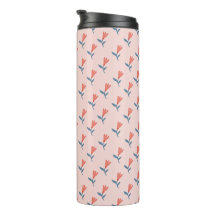 Fleurs de corail doux et motif de feuilles bleues