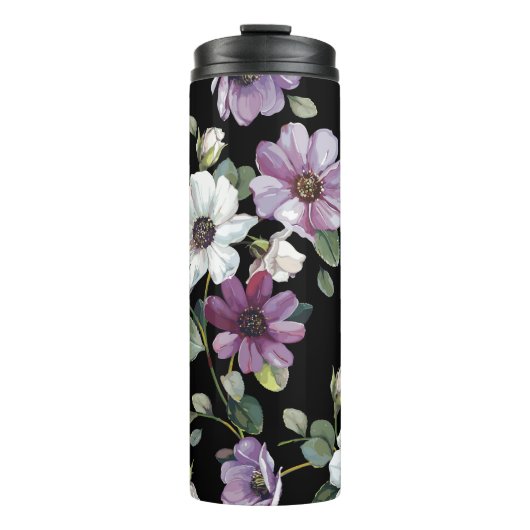 Bouteilles Isothermes Fleurs De Cosmos Élégantes : Aquarelle Sans Couleu (Devant)