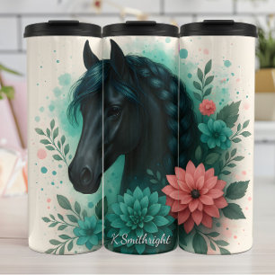 Bouteilles Isothermes Fleurs de crinière tressée de cheval noir