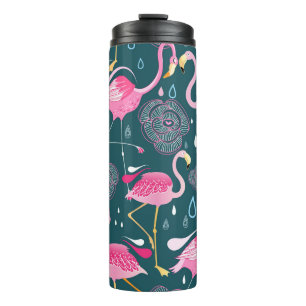 Bouteilles Isothermes Fleurs de Flamants roses : Graphisme foncé sans co