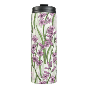 Bouteilles Isothermes Fleurs de Hyacinth rose sur blanc naturel