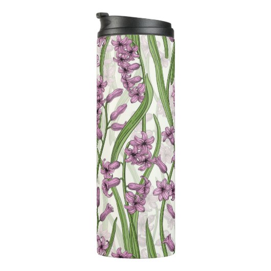 Bouteilles Isothermes Fleurs de Hyacinth rose sur blanc naturel (Tourné sur la droite)