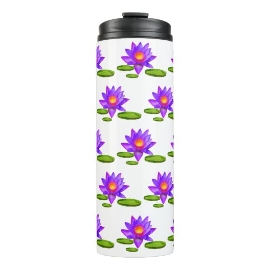 Bouteilles Isothermes Fleurs de lotus violettes et coussinets de lys sur (Devant)