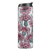 Bouteilles Isothermes Fleurs de maïs roses, fleurs sauvages sur blanc (Tourné sur la gauche)