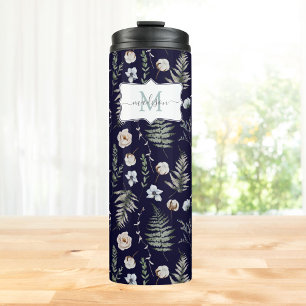 Bouteilles Isothermes Fleurs de monogramme et feuilles de fougère floral