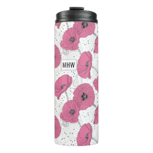 Bouteilles Isothermes Fleurs de pavot monogramme personnalisé