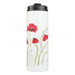 Bouteilles Isothermes Fleurs de pavot roux