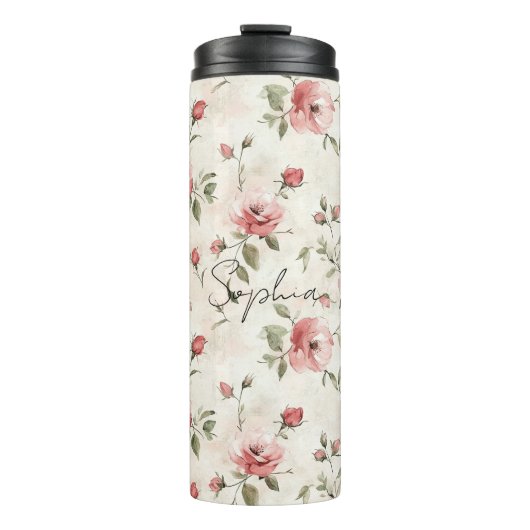 Bouteilles Isothermes Fleurs de roses roses (Devant)