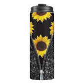 Bouteilles Isothermes Fleurs de soleil avec Parties scintillant noire en (Devant)