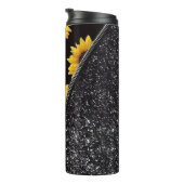 Bouteilles Isothermes Fleurs de soleil avec Parties scintillant noire en (Tourné sur la droite)