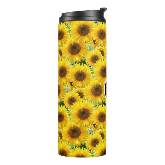 Bouteilles Isothermes Fleurs de soleil en fleurs et monogramme (Tourné sur la gauche)