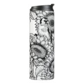 Bouteilles Isothermes Fleurs de soleil et ailerons en noir et blanc (Tourné sur la gauche)