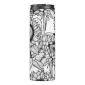 Bouteilles Isothermes Fleurs de soleil et ailerons en noir et blanc (Dos)