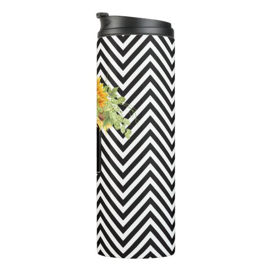 Bouteilles Isothermes Fleurs de soleil et Chevrons avec n'importe quel m (Tourné sur la droite)