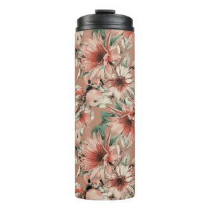 Bouteilles Isothermes Fleurs de soleil, pommes : motif d'aquarelle d'aut