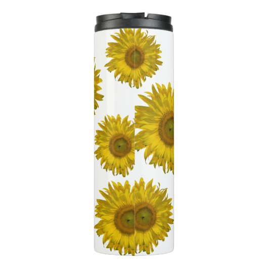 Bouteilles Isothermes Fleurs de soleil rayées jaunes (Dos)