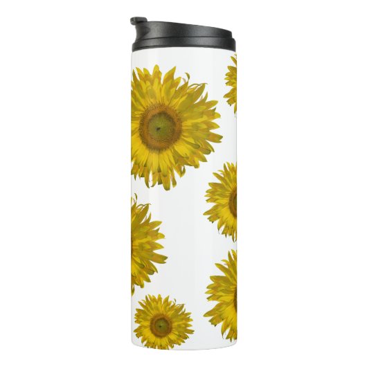 Bouteilles Isothermes Fleurs de soleil rayées jaunes (Tourné sur la droite)