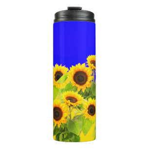 Bouteilles Isothermes Fleurs de soleil Tumbler thermique Ukraine Drapeau