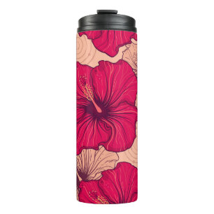 Bouteilles Isothermes Fleurs d'Hibiscus dessinées à la main Vintage