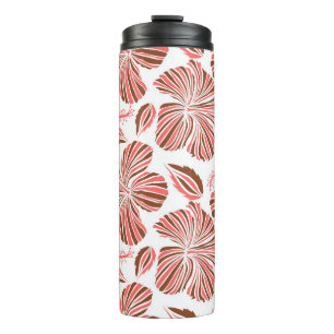 Bouteilles Isothermes Fleurs d'hibiscus hawaïens : style tropical brun.
