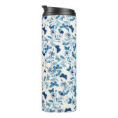 Bouteilles Isothermes Fleurs et papillons à la crème Bleue Botanique (Tourné sur la droite)