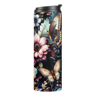 Bouteilles Isothermes Fleurs et papillons de printemps antiques