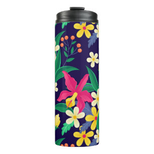 Bouteilles Isothermes Fleurs Exotiques Colorées Motif Feuilles-23021