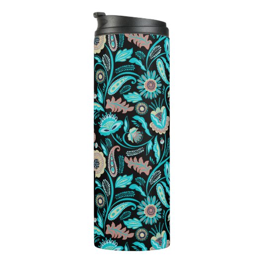 Bouteilles Isothermes Fleurs folk exotiques colorées motif (Tourné sur la droite)