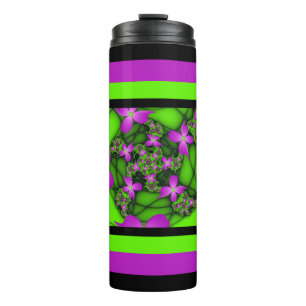 Bouteilles Isothermes Fleurs fractales abstraites modernes néon rose ver