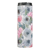 Bouteilles Isothermes Fleurs Gris Rose Ajouter Nom Cadeau Personnalisé (Dos)