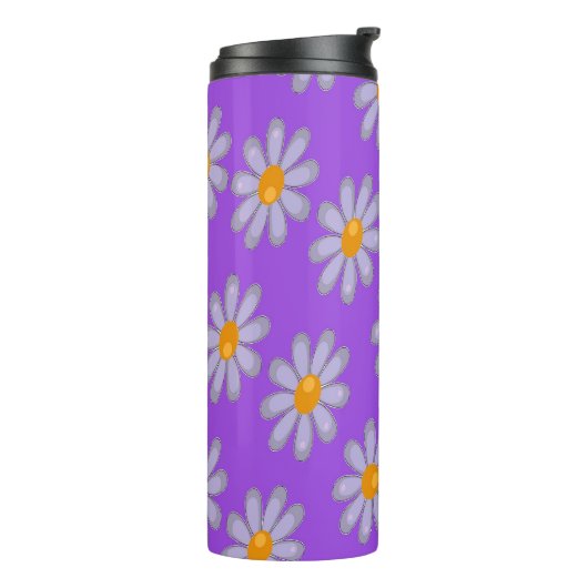 Bouteilles Isothermes Fleurs grises sur violet (Tourné sur la gauche)