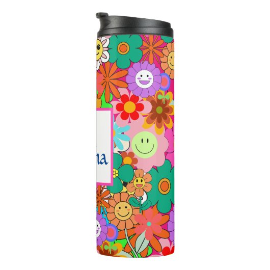 Bouteilles Isothermes Fleurs hippies Boho Super rétros (Tourné sur la droite)