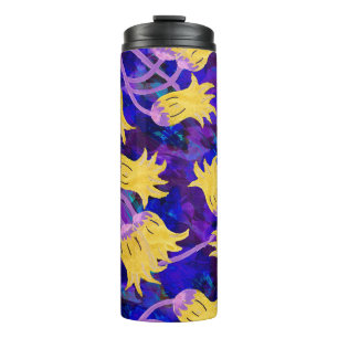 Bouteilles Isothermes Fleurs jaunes aquarelle transparente motif