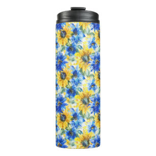 Bouteilles Isothermes Fleurs jaunes bleues