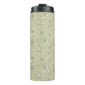 Bouteilles Isothermes Fleurs jetées sur vert olive - motif sans soudure. (Devant)