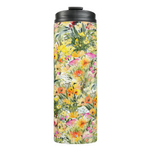 Bouteilles Isothermes Fleurs Minuscules Champ : Aquarelle Lumineuse.