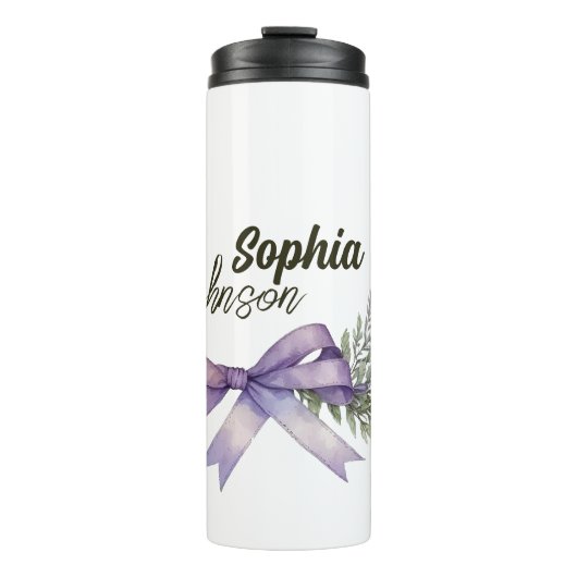 Bouteilles Isothermes Fleurs modernes blanches et violettes personnalisé (Devant)