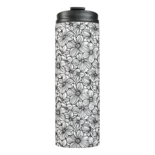 Bouteilles Isothermes Fleurs Noir Blanc