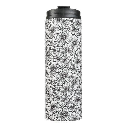 Bouteilles Isothermes Fleurs Noir Blanc (Devant)