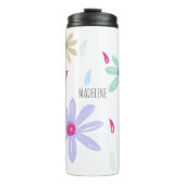 Bouteilles Isothermes Fleurs Pastel | Nom Monogramme (Devant)