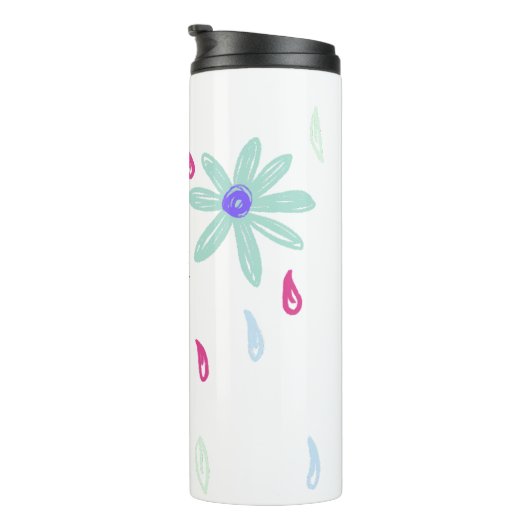 Bouteilles Isothermes Fleurs Pastel | Nom Monogramme (Tourné sur la droite)