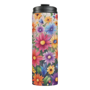 Bouteilles Isothermes Fleurs peintes colorées -