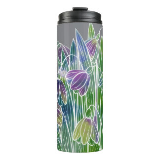 Bouteilles Isothermes Fleurs printanières, herbes, bordure transparente 