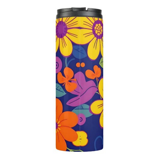 Bouteilles Isothermes Fleurs rétro colorées - Style Dopamine (Dos)