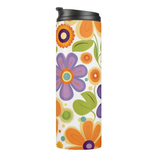 Bouteilles Isothermes Fleurs rétro Lilac orange et vert (Tourné sur la droite)